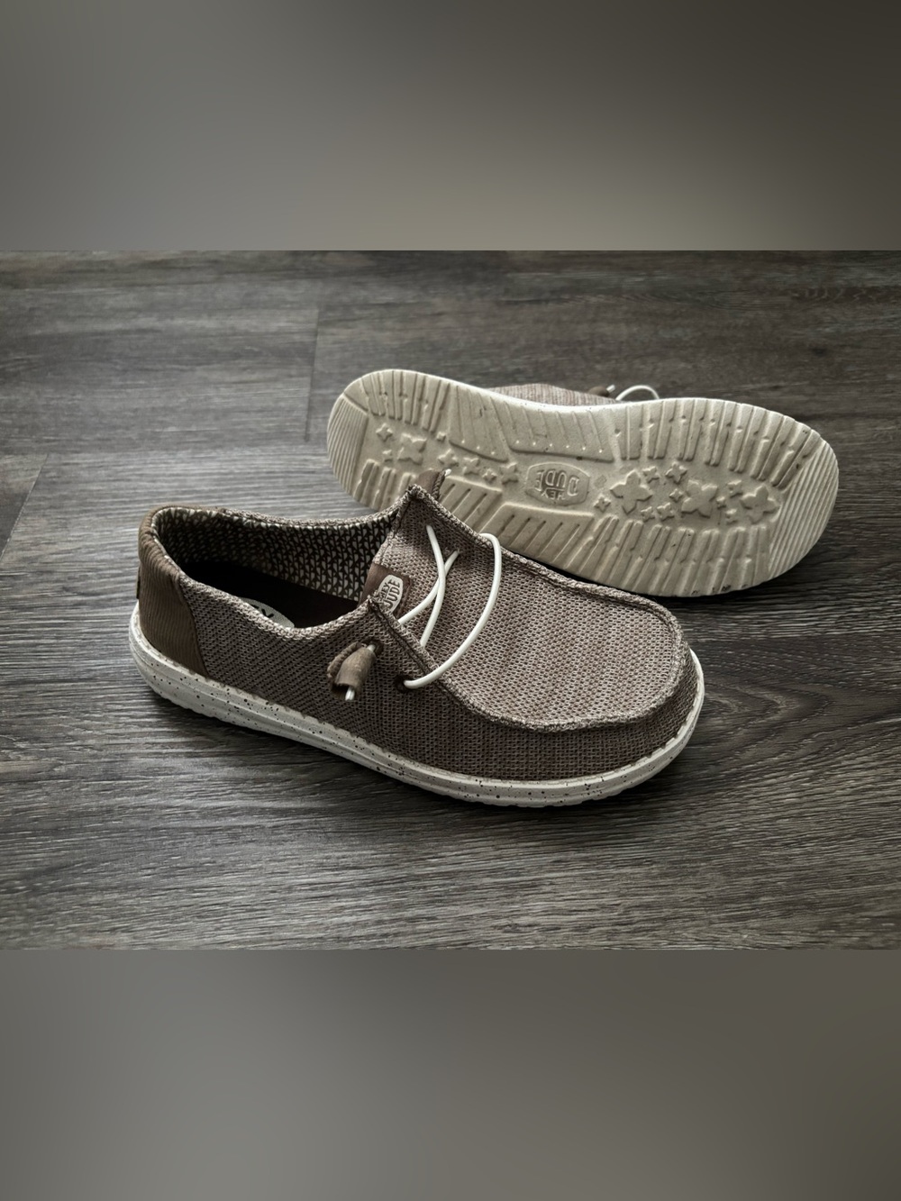 Hey Dude Taupe/Brown Wally Knit Slip-On Loafer